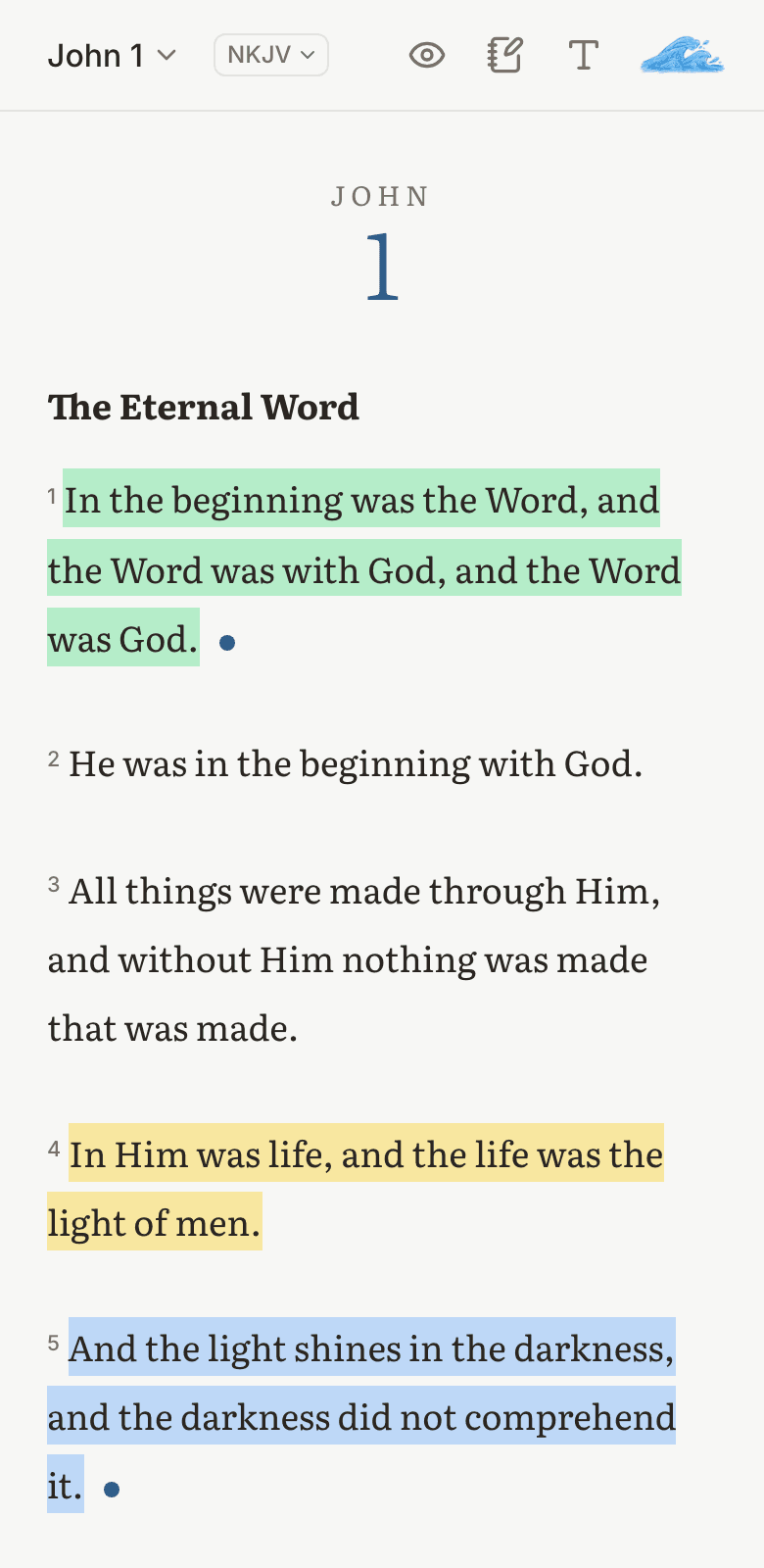 John 1 with highlighted verses
